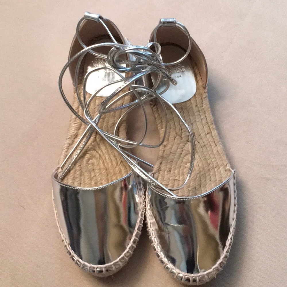 Frances Valentine NWOT Silver Metallic Espadrilles